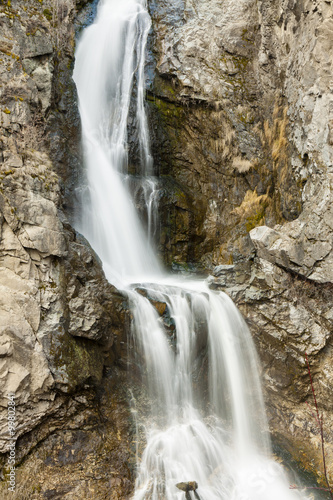flowing waterfalls in nature rocky landscape