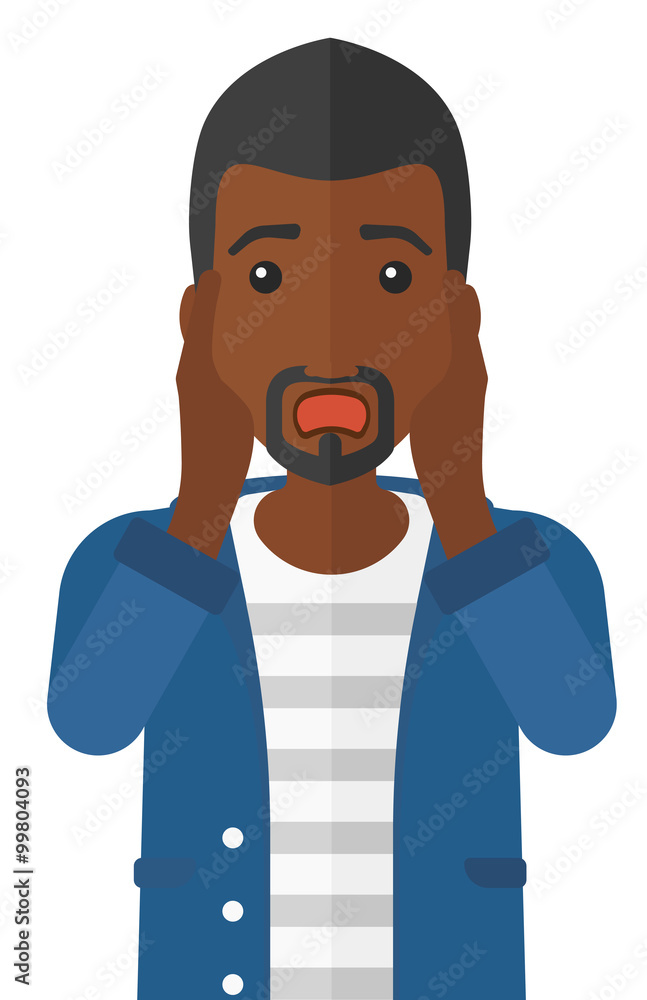 Scared man with open mouth. Scared man with open mouth.