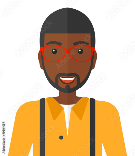 Cheerful man laughing ecstatically.