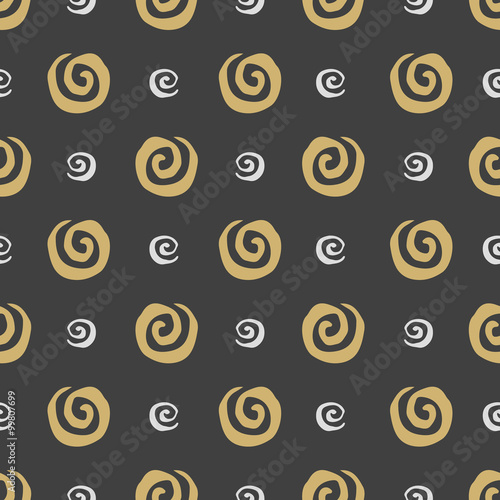  Vector seamless pattern spiral in doodle style. Hand drawing.
