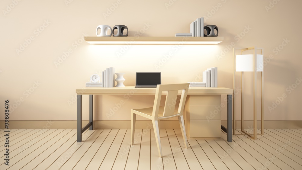 Modern interior Working room and office 3d render Modern interior Working room and office 3d render