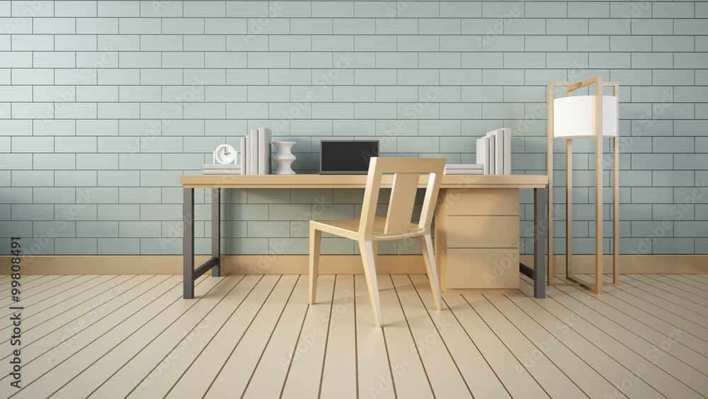 Modern interior Working room and office 3d render Modern interior Working room and office 3d render
