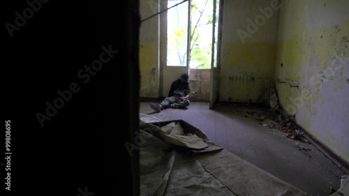 Junkie in an abandoned building