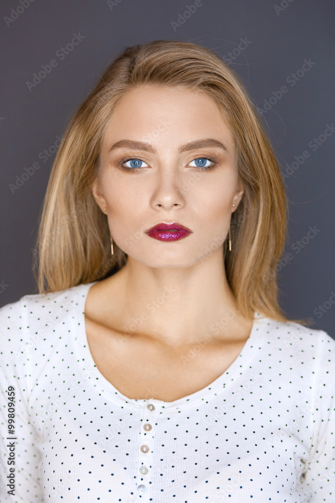 Portrait of beautiful young woman . Isolated on white background Portrait of beautiful young woman . Isolated on white background