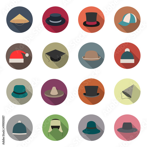Icons hats, vector illustration.