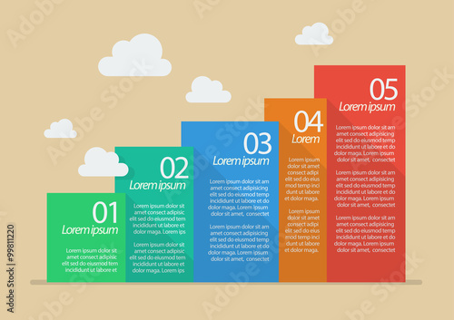 Flat style five steps infographic