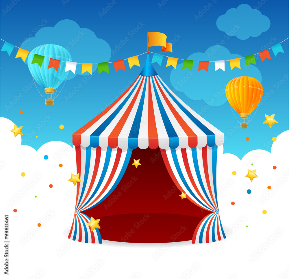 Circus Tent Card. Vector Circus Tent Card. Vector