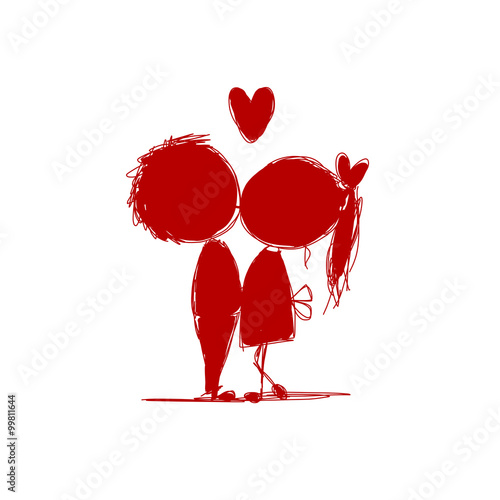 Couple in love together, valentine sketch for your design