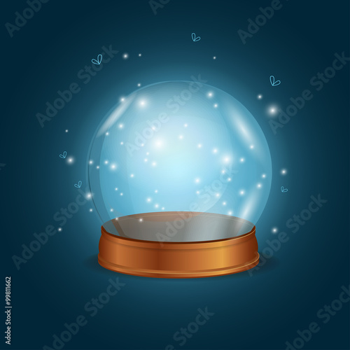 Empty Bright Glowing Crystal Ball. Vector