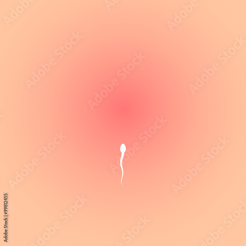Spermatozoon, floating to ovule, fertilization process, reproduction process, vector illustration.