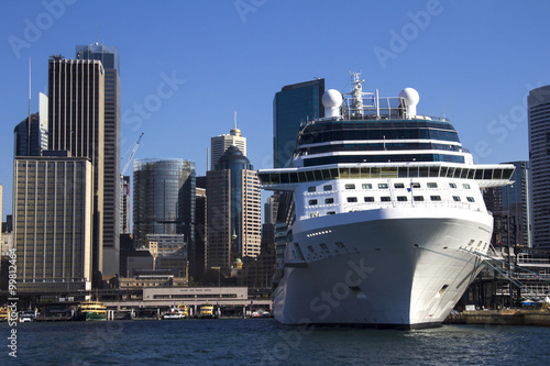 Photography Cruise Ship in Sydney Harbour with Central Business District behind