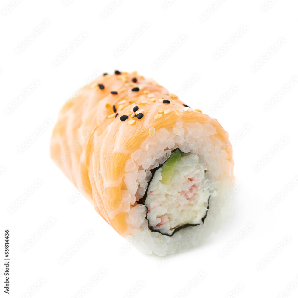 California salmon roll sushi isolated California salmon roll sushi isolated