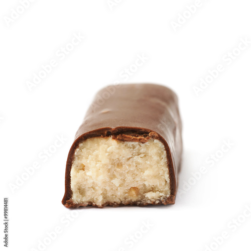 Chocolate coated marzipan candy photo