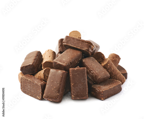 Pile of chocolate candies isolated