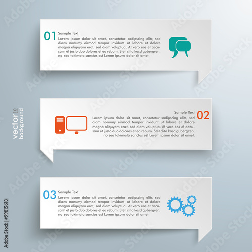 3 Rectangle Speech Bubbles Infographic