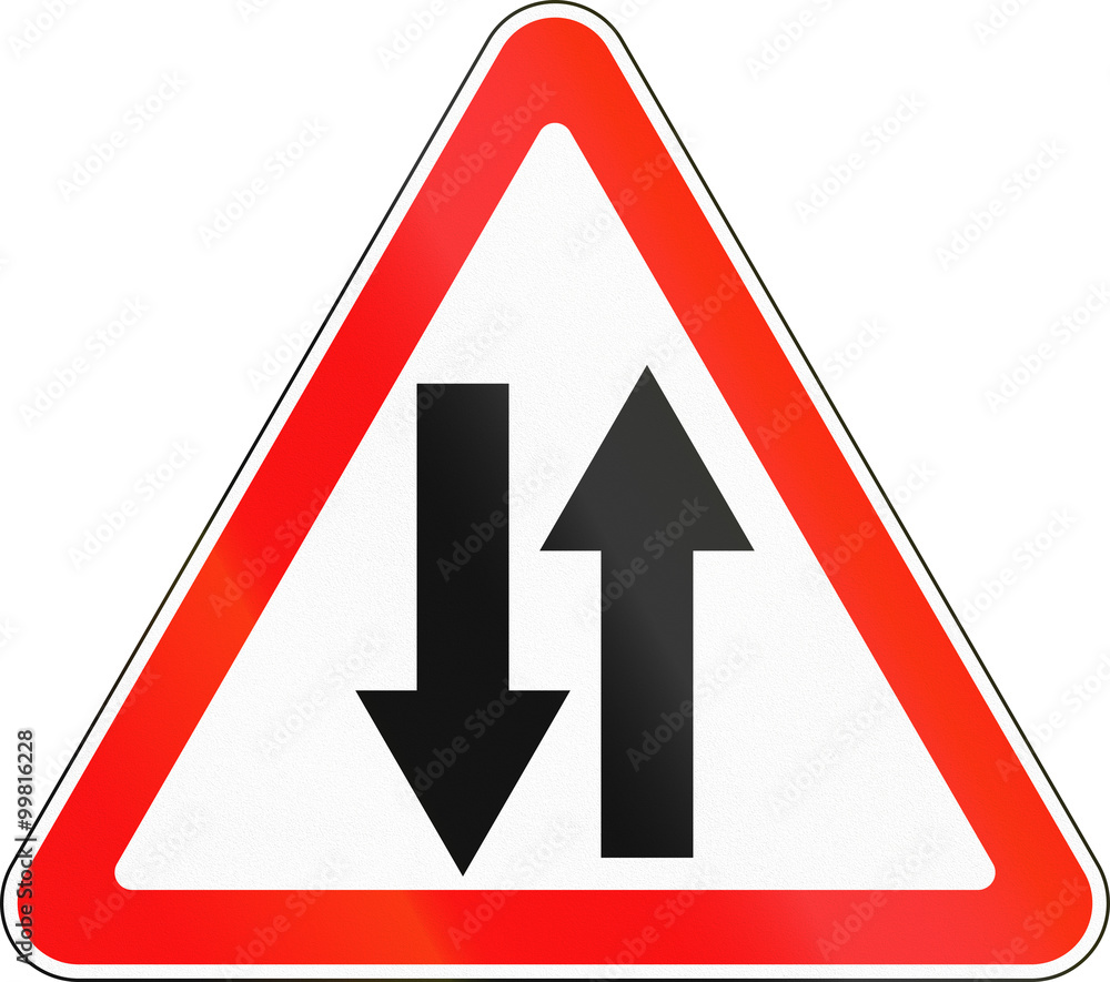 Road sign used in Russia - Two-way traffic Road sign used in Russia - Two-way traffic