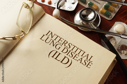 Book with diagnosis Interstitial lung disease (ILD). Medic concept. photo