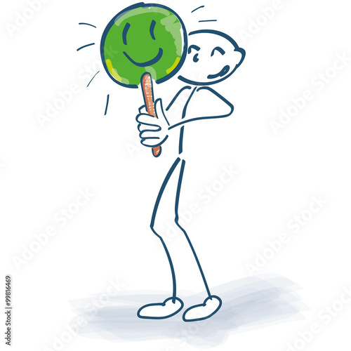 Strichmännchen mit grünen Schildchen und Ja wir machen es
