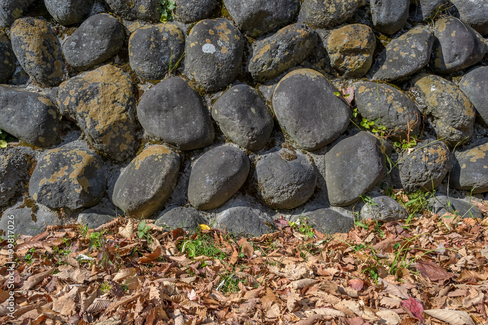 black stone wall in national park of Nikko, Japan black stone wall in national park of Nikko, Japan