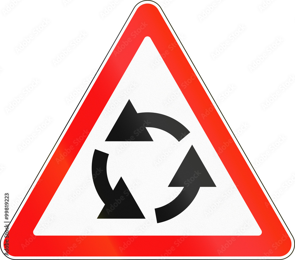 Road sign used in Russia - Roundabout ahead Road sign used in Russia - Roundabout ahead