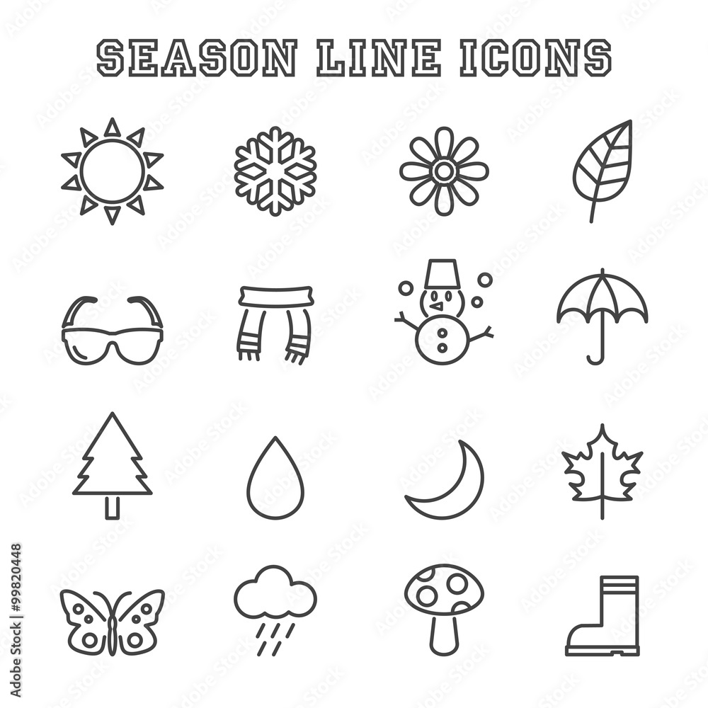 Naklejka premium season line icons