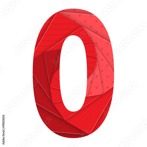 RED ORIGAMI NUMBER ICON 0 (zero)
