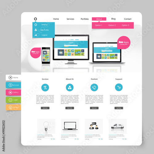 Minimalistic Business website design template. Vector Design. 