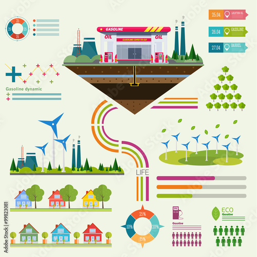 gasoline station infographics