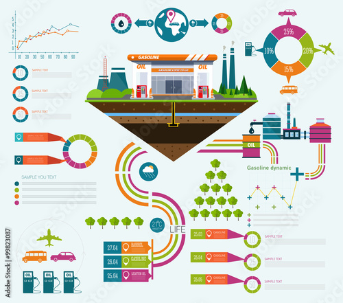 gasoline station infographics