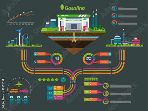 gasoline station infographics