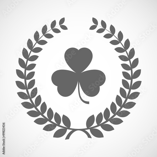 Isolated laurel wreath icon with a clover