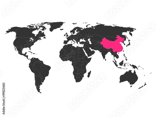 World map with highlighted China