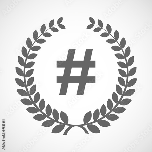 Isolated laurel wreath icon with a hash tag