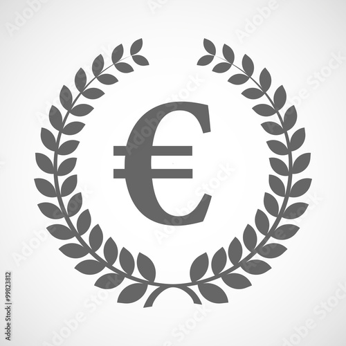 Isolated laurel wreath icon with an euro sign