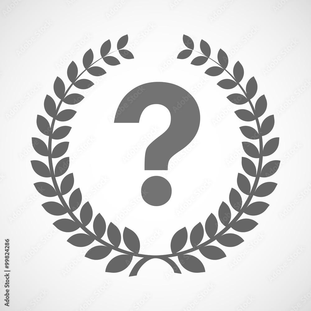 Isolated laurel wreath icon with a question sign Isolated laurel wreath icon with a question sign