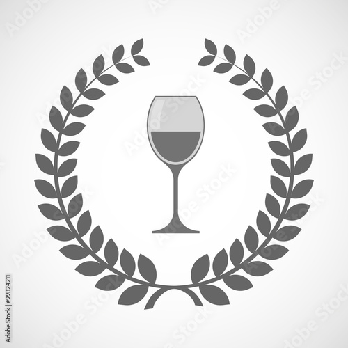 Isolated laurel wreath icon with a cup of wine