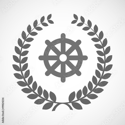Isolated laurel wreath icon with a dharma chakra sign
