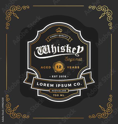 Vintage frame label design. Suitable for Whiskey and Wine label, Restaurant, Beer label. Vector illustration