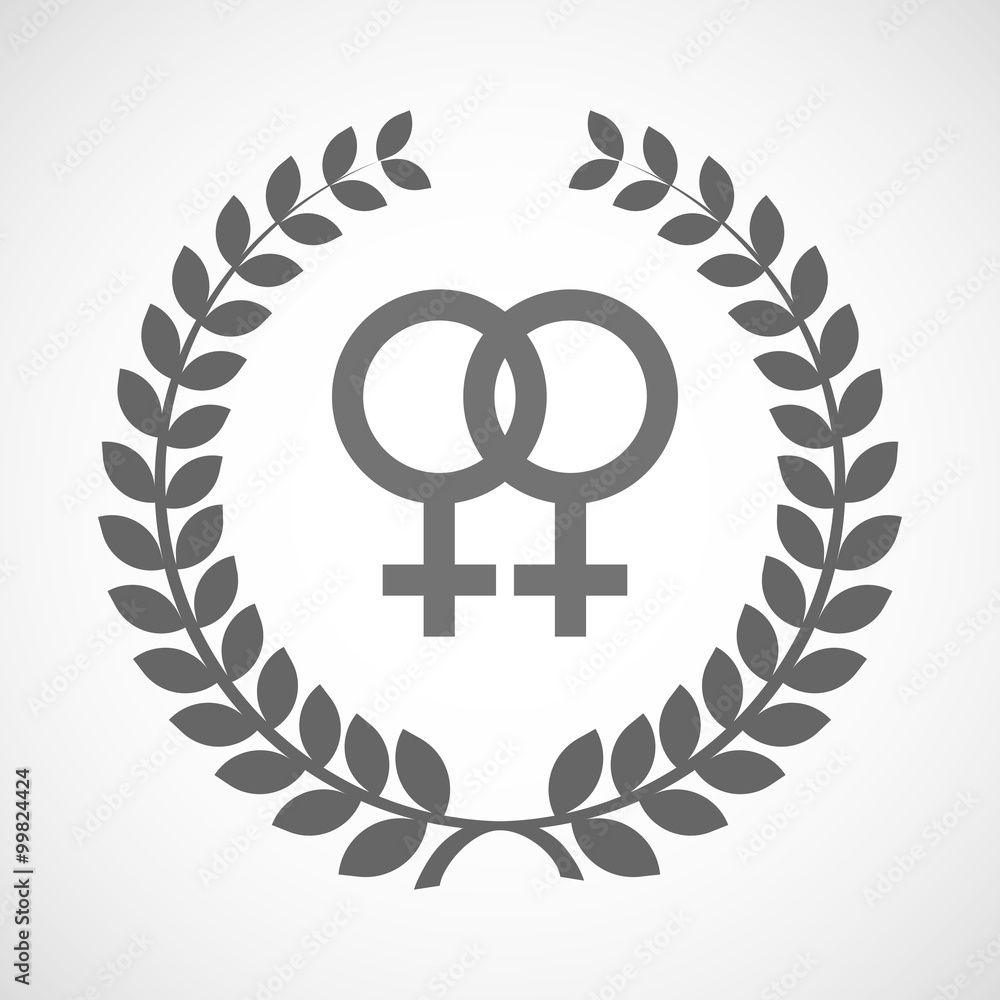 Isolated laurel wreath icon with a lesbian sign Isolated laurel wreath icon with a lesbian sign