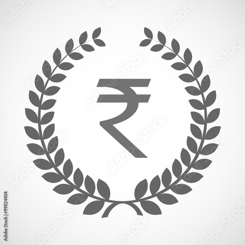 Isolated laurel wreath icon with a rupee sign