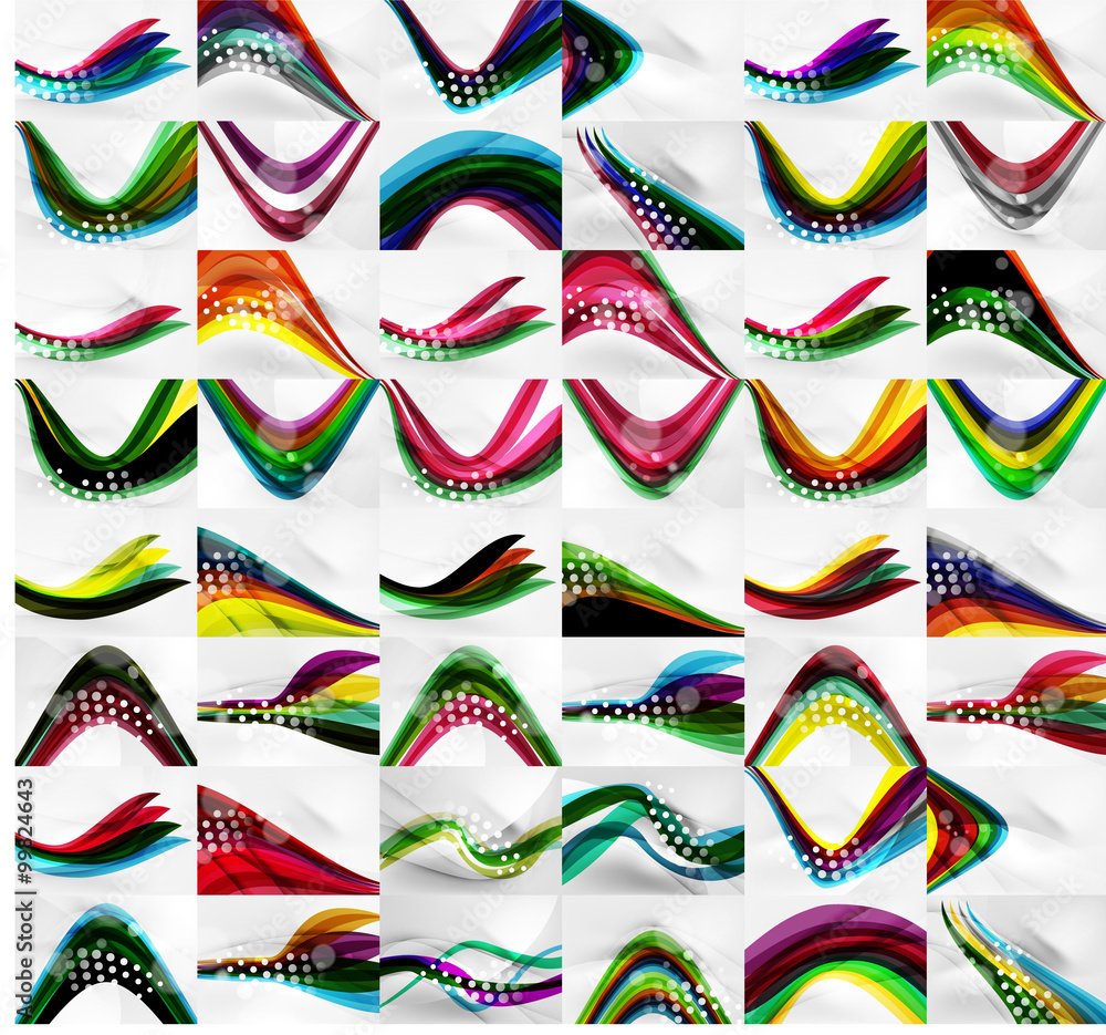 Set of blurred flowing waves backgrounds Set of blurred flowing waves backgrounds