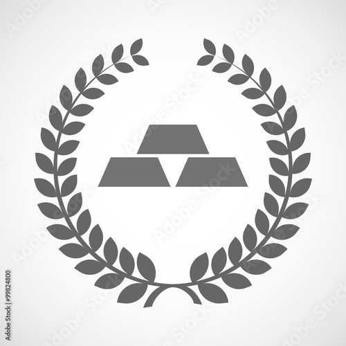 Isolated laurel wreath icon with three gold bullions