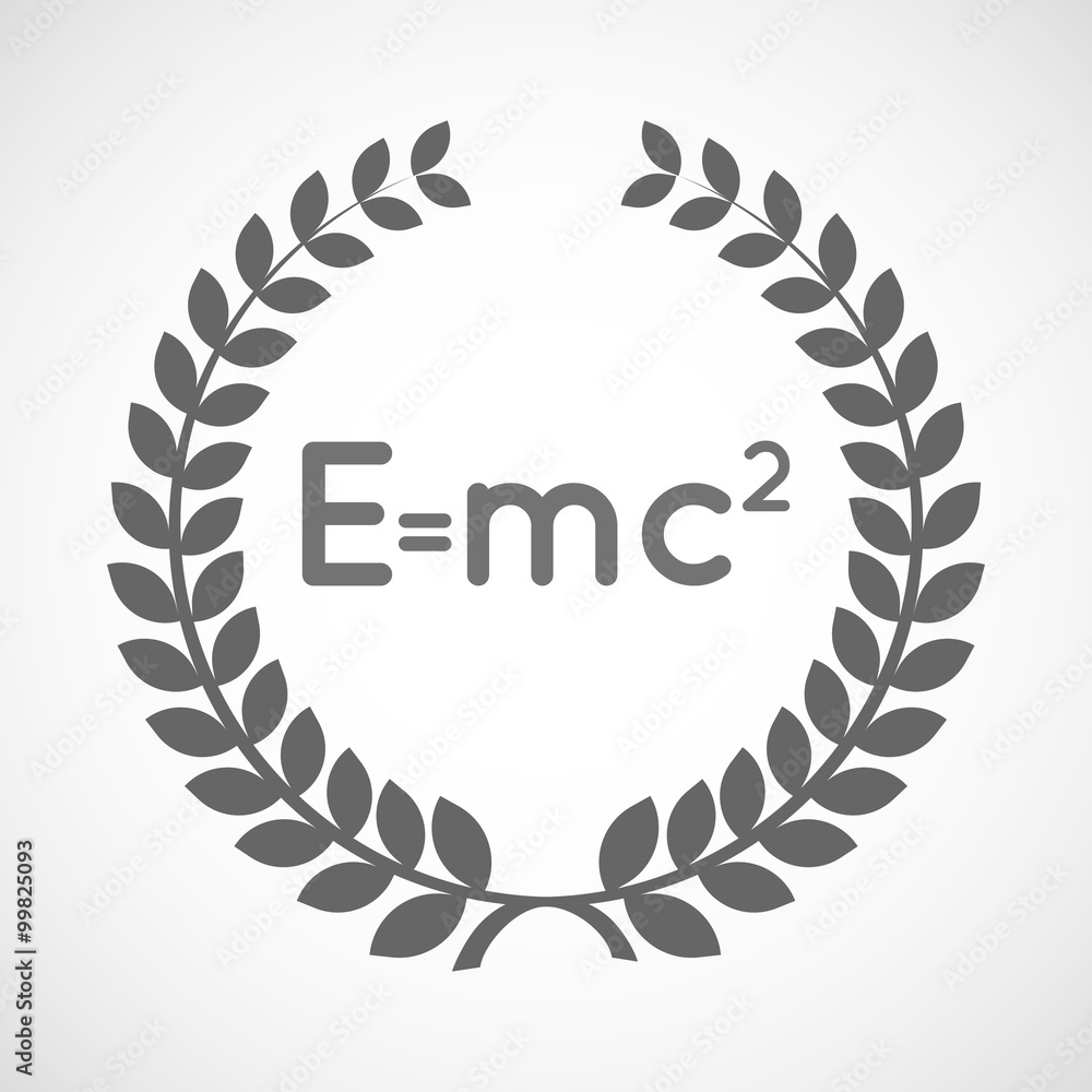 Isolated laurel wreath icon with the Theory of Relativity formul Isolated laurel wreath icon with the Theory of Relativity formul