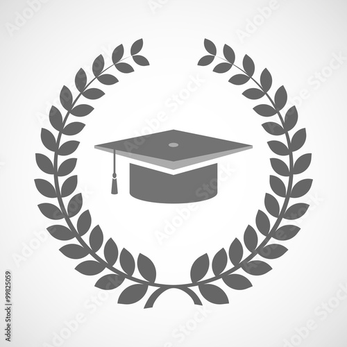 Isolated laurel wreath icon with a graduation cap
