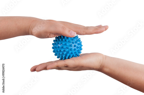 Woman's hands with massage ball
