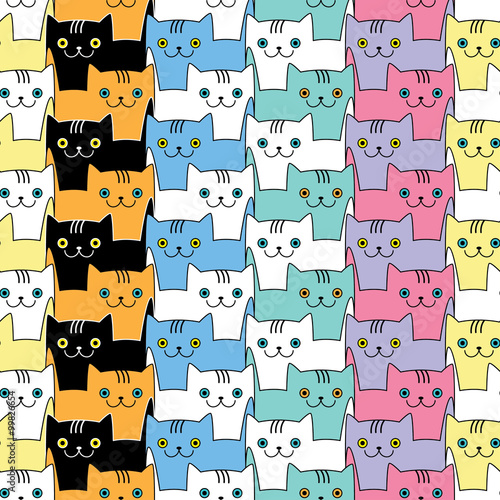 Seamless vector background with decorative cats 