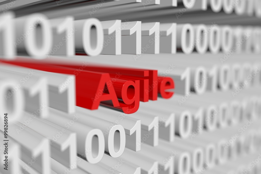 Agile is represented as a binary code with blurred background