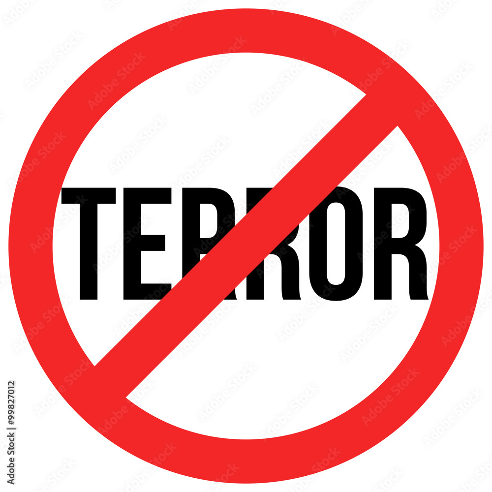 vector red and black stop terror sign isolated vector red and black stop terror sign isolated