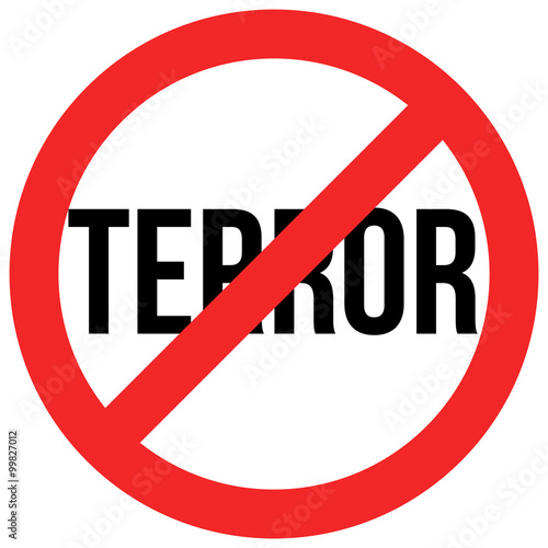 vector red and black stop terror sign isolated