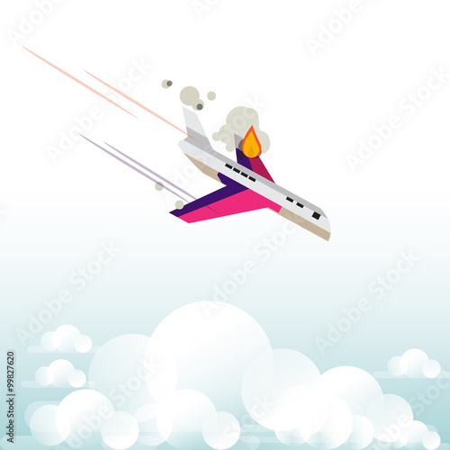 plane falling form the sky - vector